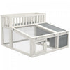 Pawhut Clapier A Lapin Exterieur Et Interieur Avec Etagere De Rangement, Cage A Lapin En Bois Pour Cochon D'inde Avec Enclos, Dessus Ouvrant, Pour 1 A 2 Lapins, 37\" X 35\" L X 24\", Gris