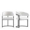 Chaise de salle a manger Augusta moderne en metal et cuir vegetalien blanc - Lot de 2
