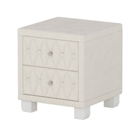  Sophia Table de Nuit Elegante en Velours avec Tiroirs et Design Capitonne, Beige