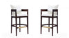 Tabouret de bar en bois rembourre style mid-century Ritz, ivoire – Lot de 2