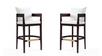 Tabouret de bar en bois rembourre style mid-century Ritz, ivoire – Lot de 2