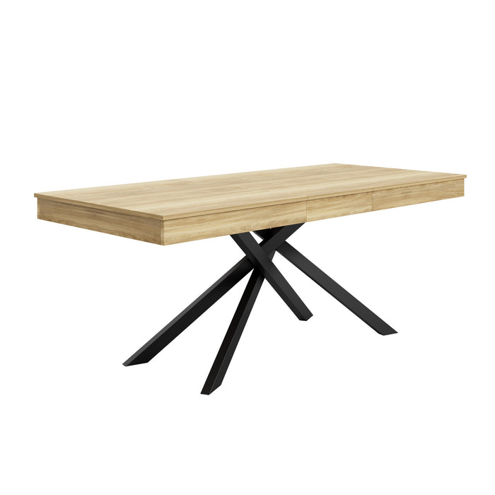 FlexDine Table a Manger Rectangulaire Extensible 55-71 po avec Pieds Croises et Finition Chene, Chene
