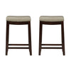 Tabouret Claridge de hauteur comptoir en similicuir beige et sans dossier - ensemble de 2