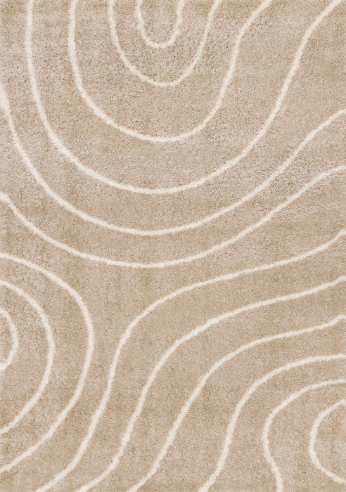 Tapis Fairmont aux lignes courbes creme taupe, 7'10'' x 10'6''