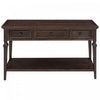 Table Console Sabina En Bois Massif Avec 3 Tiroirs Et Etagere - Espresso