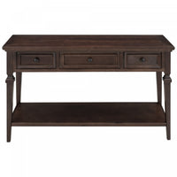 Table Console Sabina En Bois Massif Avec 3 Tiroirs Et Etagere - Espresso