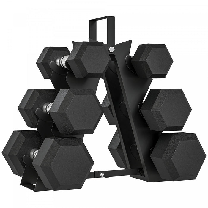 Soozier Ensemble d'halteres 60 lb avec support et poids hexagonaux