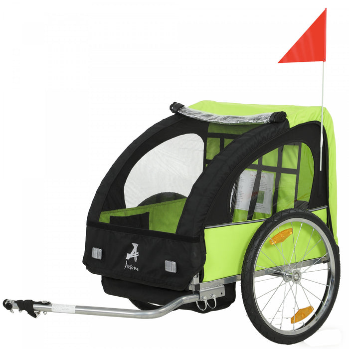 Aosom Remorque Velo Enfants a 2 Places, Vert