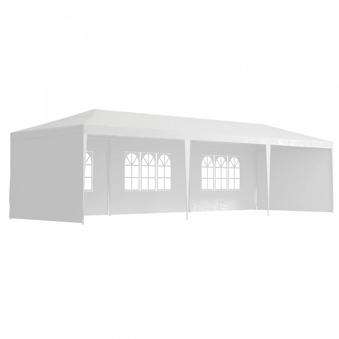 Outsunny Tente De Fete 10' X 29' Avec Parois Laterales Et Grandes Fenetres Transparentes Pour Jardin, Arriere-cour, Exterieur, Blanc