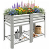 Outsunny Bac de Jardin Sureleve avec Etagere de Rangement 80 cm, Argente