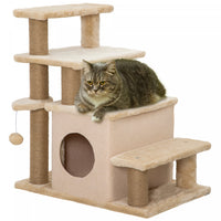 Pawhut Escaliers Pour Chats Avec Poteaux A Gratter Sisal Hauteur Reglable, Arbre A Chat Confortable,
