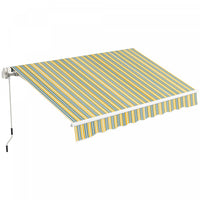 Outsunny Auvent Retractable 10' X 8' Avec Lumieres LED, Uv40+, Jaune/gris