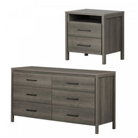  Gravity Ensemble Commode 6 Tiroirs Et Table De Chevet  -  Erable Cendre