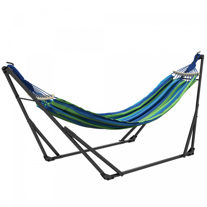 Outsunny Support De Hamac Pliable Avec Hamac, Hamac Portable 2 En 1, Bleu