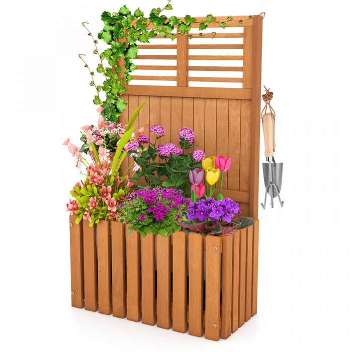 Costway Plante En Bois Stand Souleve Lit De Jardin Avec Trellis & Planter Box Ecran De Confidentialite