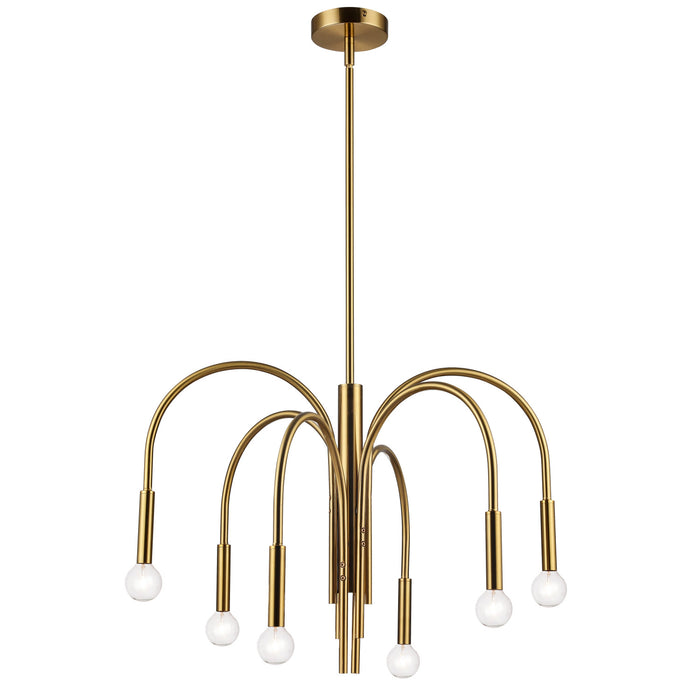 Lustre Callway de Dainolite avec fini laiton vieilli et 6 ampoules