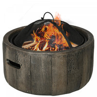 Outsunny Brasero Avec Pare-etincelles Et Tisonnier, Bol A Bois 18
