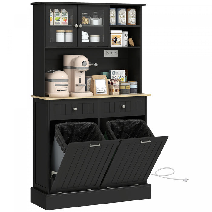HOMCOM Meuble de rangement avec station de charge, Noir
