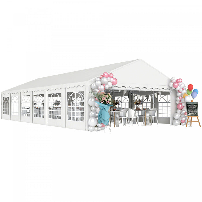 Outsunny Grande Tente de Reception 6 x 12 m avec Parois Amovibles, Blanc