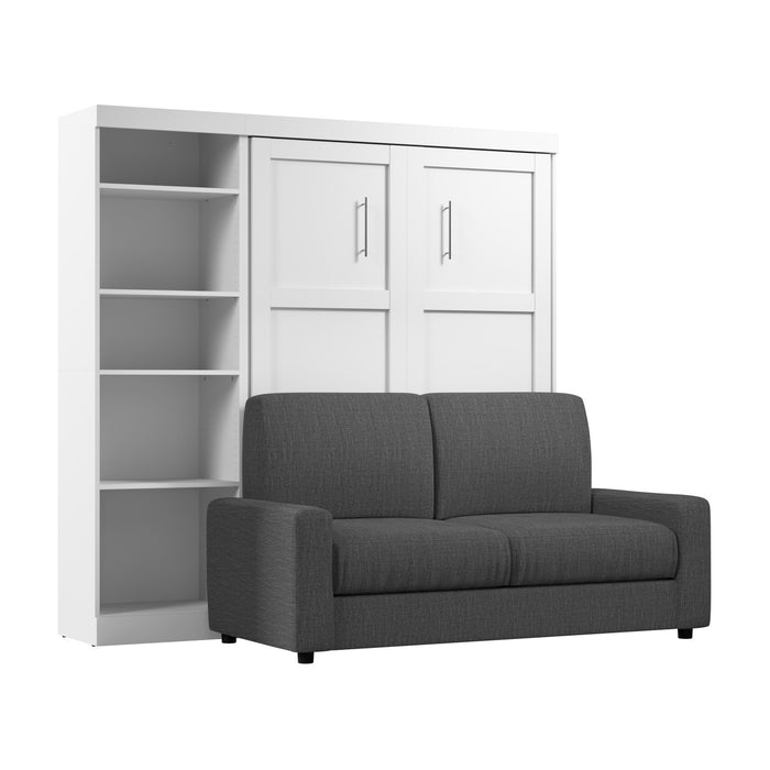 Lit double escamotable Pur de Bestar avec 10 tablettes et sofa - blanc