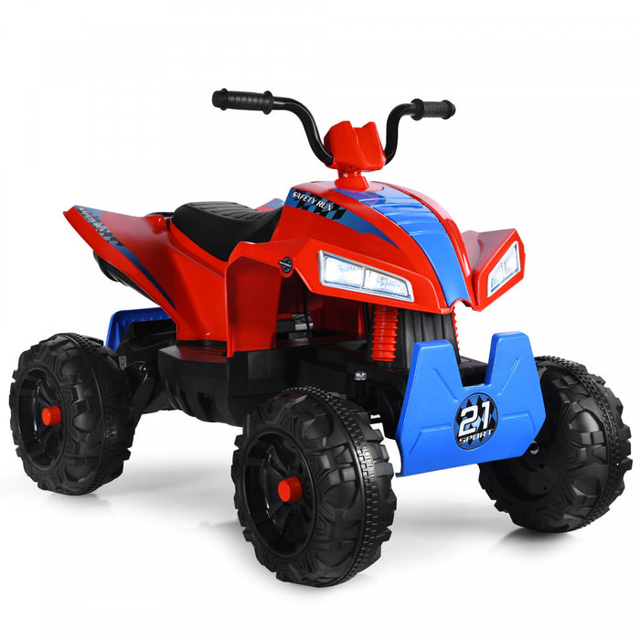 Costway Kids Ride On Atv 4 Wheeler Quad Spring Suspension W / Lights&music Rouge