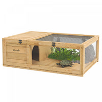 Pawhut Maison De Tortue En Bois Pour Interieur Et Exterieur, Cage Pour Reptiles, Lezards, Geckos, 35