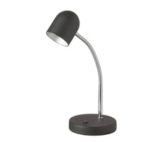 Lampe de table de Dainolite avec abat-jour noir satiné, fini chromé poli et ampoule à DEL de 5 W