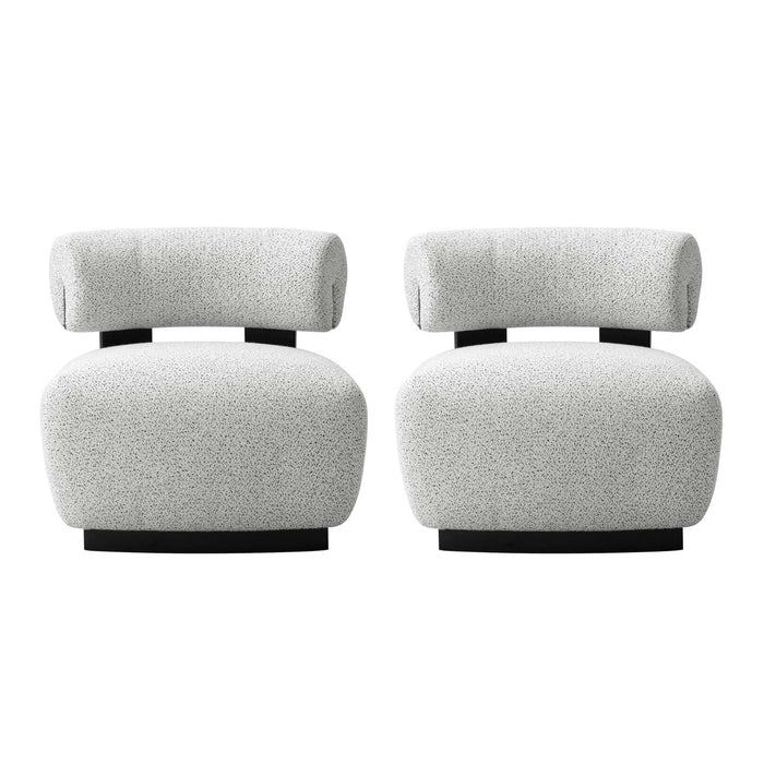 Fauteuil lounge rembourre Bartow style milieu du siecle en ivoire multicolore - Lot de 2