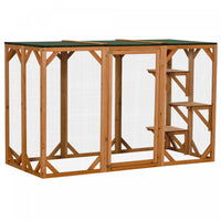 Pawhut Maison D'exterieur En Bois Pour Chat Cage Interieure Avec Toit En Asphalte, Plateformes A Plu