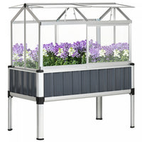 Outsunny Lit De Jardin Sureleve Avec Serre En Plastique, Gris Fonce