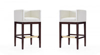 Tabouret de bar Kingsley style Mid-Century Modern en bois et tissu ivoire - Lot de 2