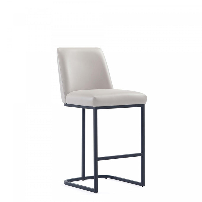 Tabouret de comptoir moderne en metal et tissu Serena, gris clair