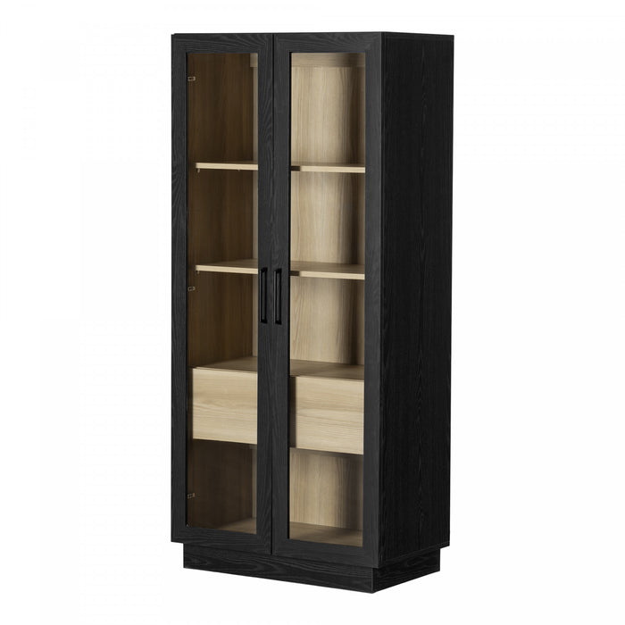 Arum Armoire de cuisine 2 portes contemporaine avec portes Chêne noir et Frêne naturel, de Meubles South Shore