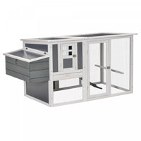 Pawhut Poulailler En Bois De 64 Cm, Poulailler Exterieur Avec Enclos Exterieur, Nichoir, Plateau Amo
