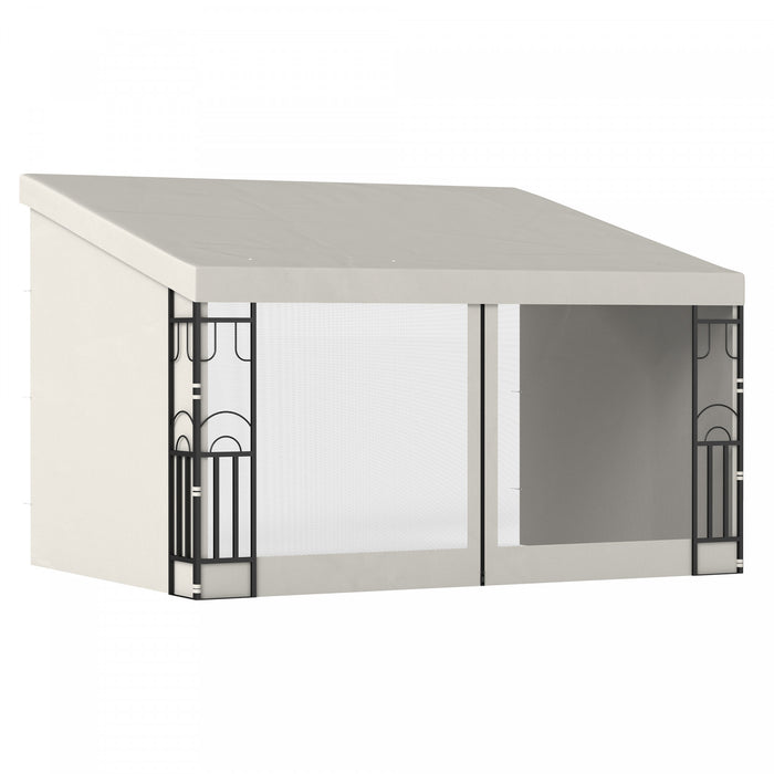 Outsunny Gazebo De Pergola Mural 10' X 13' Avec Rideaux Et Filets, Beige