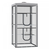 Pawhut Grand Enclos Exterieur Pour Chat Chaton Maison Cage Interieure Chenil Pour Animaux De Compagn