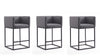 Tabouret de comptoir Embassy style milieu du siecle en metal et tissu gris - Lot de 3