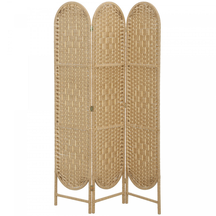 HOMCOM Paravent 3 Panneaux, Ecran de Confidentialite Pliable, Bois Naturel