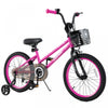 Costway 18\" Velo Pour Enfants Avec Roues D'entrainement Guidon Reglable Et Frein A Main De Siege Rose