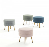  Pouf d’appoint Bailey style milieu du siecle, 1 piece, bleu, gris, ble et vert sauge