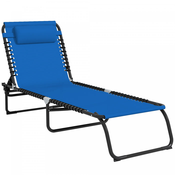 Chaise Longue Pliante D'exterieur Outsunny, Bleu Marine