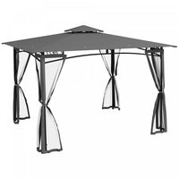 Outsunny 10' X 12' Gazebo De Patio Avec Filet Pour Pelouse, Cour, Gris