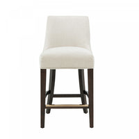 Tabouret de comptoir moderne en bois et chenille Beever, coloris creme