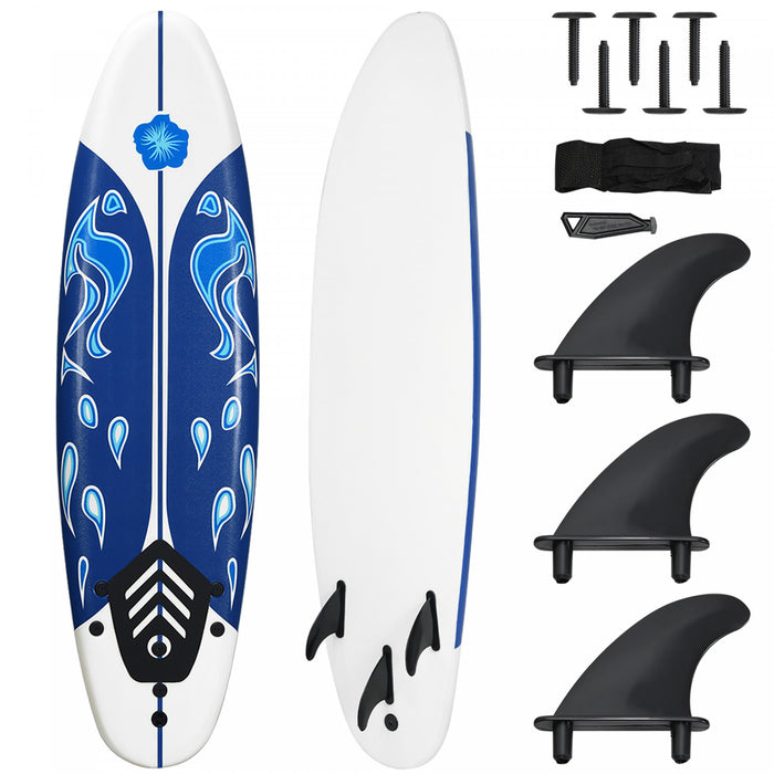 Costway – Planche De Surf De 6’’ A 3 Derives & Leash Pour Enfants, Adultes
