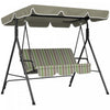 Outsunny Balancoire De Patio 3 Places Avec Auvent Reglable, Vert