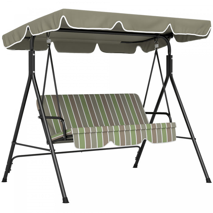 Outsunny Balancoire De Patio 3 Places Avec Auvent Reglable, Vert