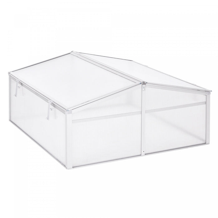 Outsunny Serre Aluminium Jardin Sureleve Portable Avec Toit Ouvrant Pour Interieur, Exterieur, Fleurs, Legumes, Plantes, 39\" x 39\" X 19\"