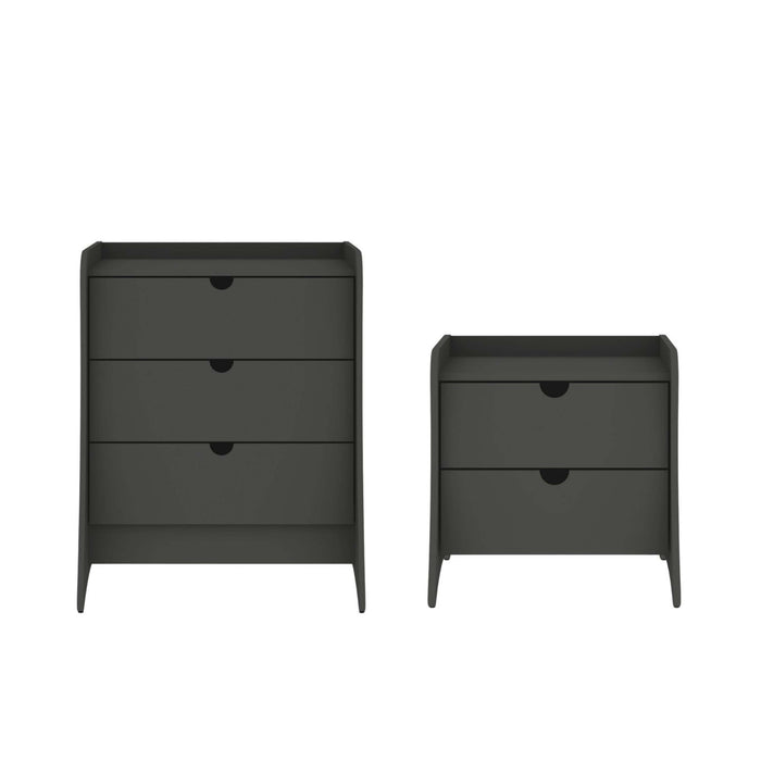 Ensemble de commode 2 pieces Coney style milieu du siecle en gris charbon