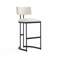 Tabouret de bar moderne contemporain en metal Juno, ivoire