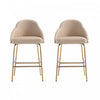 Tabouret de comptoir moderne en metal Gracie, rembourre, coloris beige et dore - Lot de 2